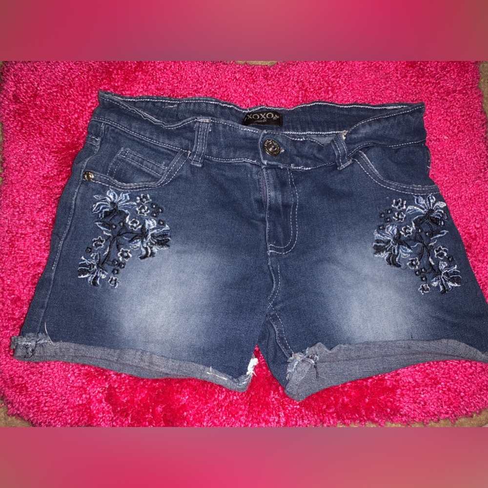 Floral jean shorts kids size 10